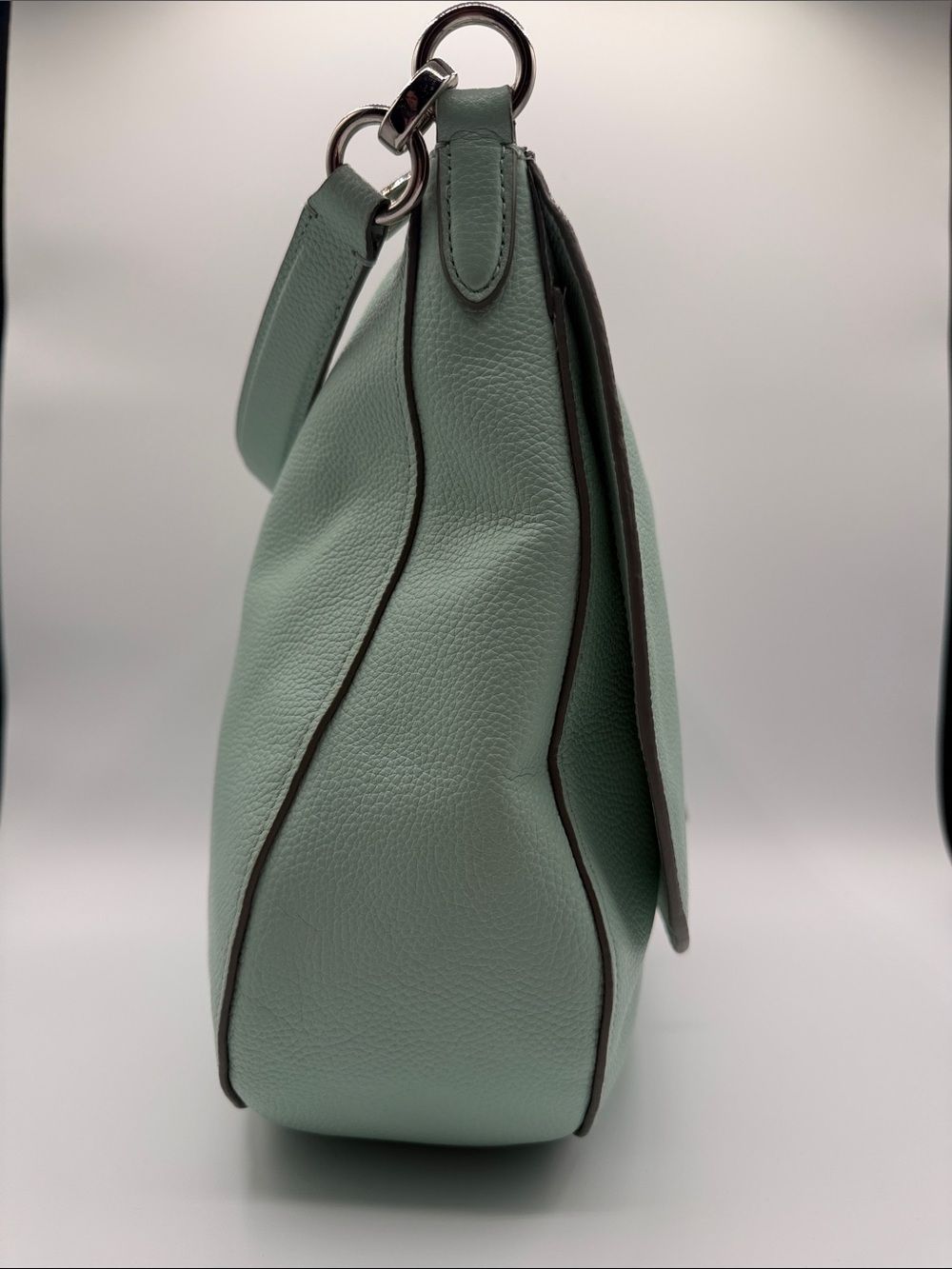 Coach Mint Green Pebbled Leather Shoulder Bag with Turn-Lock - Picture 3 of 11